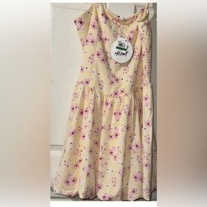 Planet Heart Mini Sundress Juniors SZ L Yellow Floral  Lined 100% Polyester NWT